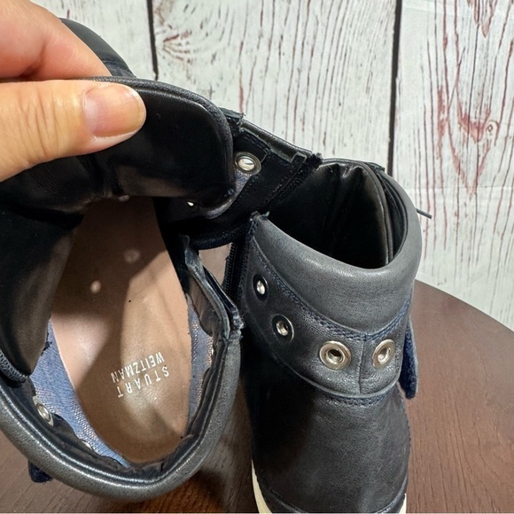 STUART WEITZMAN women’s high top sneakers dark navy blue riveted size 7.5 GUC - Picture 8 of 16